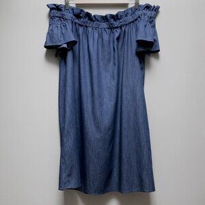Corey Lynn Calter Off Shoulder Mini Denim Dress
